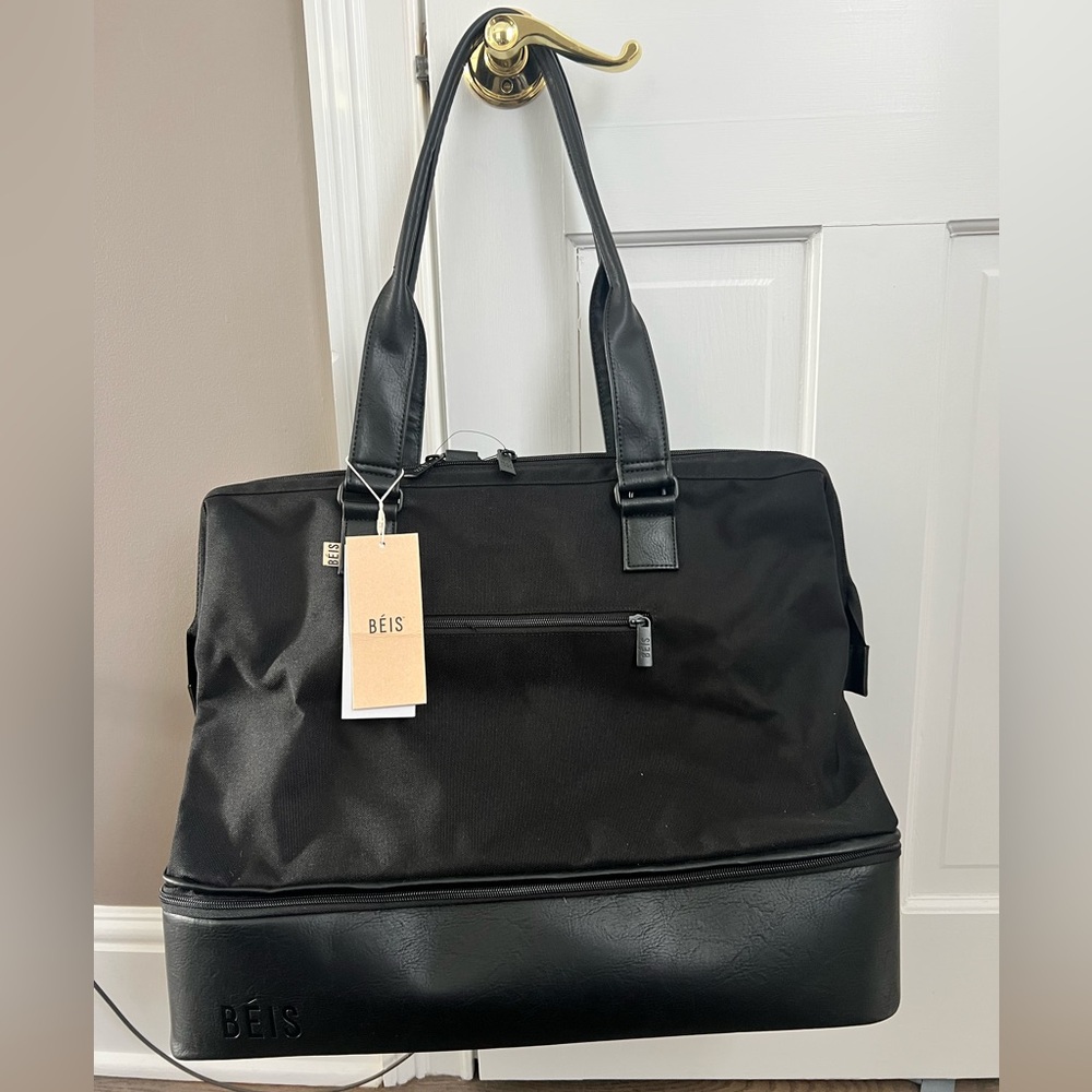 BEIS Black Convertible Weekender Travel Bag